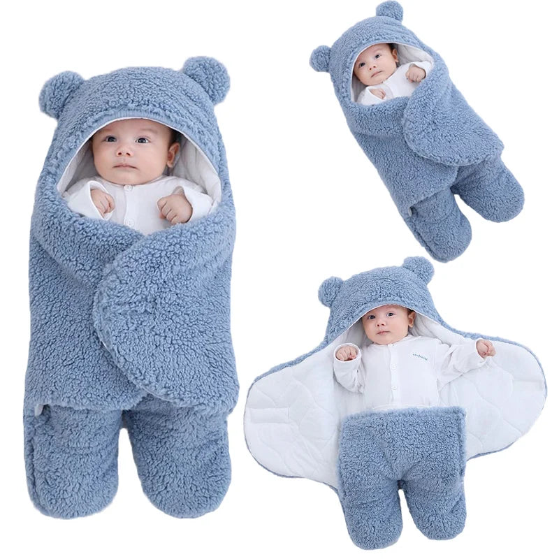 Cobertor Capuz de Ursinho para Bebe Dormir - Seguro e Confortável