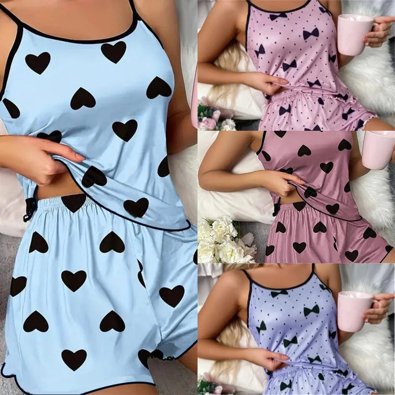 Pijama Feminino Estampado com Corações ⭐✅