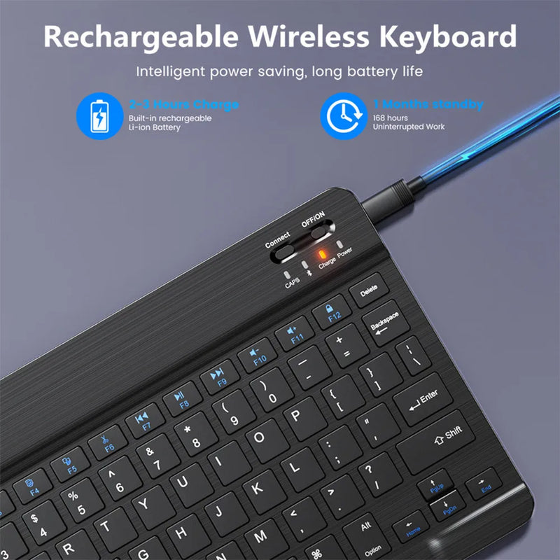 Teclado e Mouse Sem Fio Modo Bluetooth para iOS, Android e Windows - Diferentes Línguas ✅