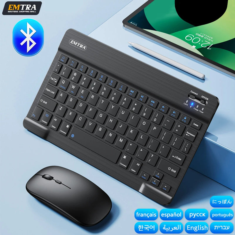 Teclado e Mouse Sem Fio Modo Bluetooth para iOS, Android e Windows - Diferentes Línguas ✅