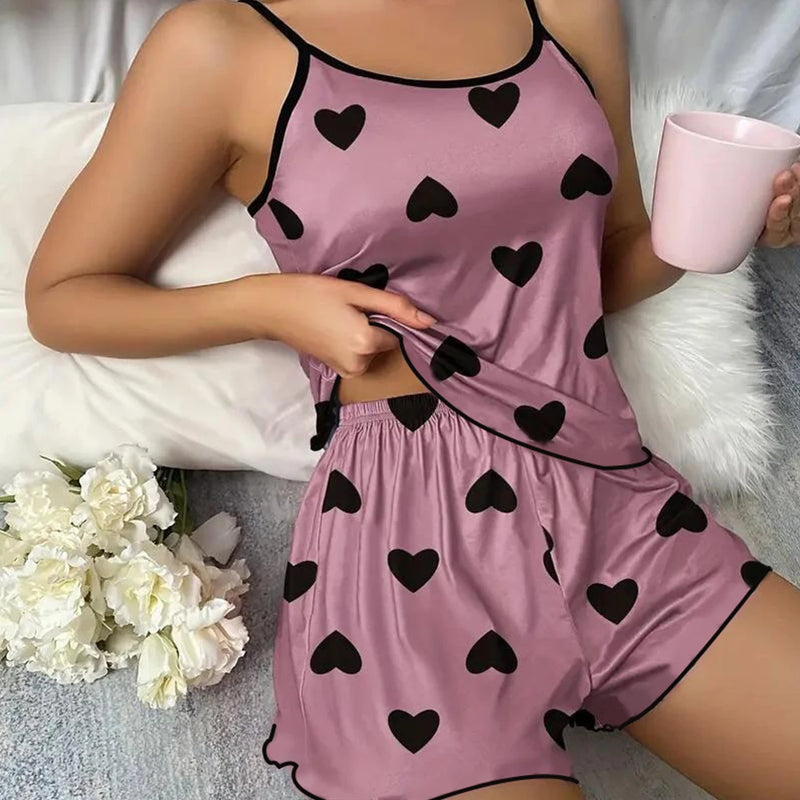 Pijama Feminino Estampado com Corações ⭐✅