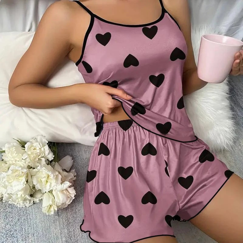 Pijama Feminino Estampado com Corações ⭐✅