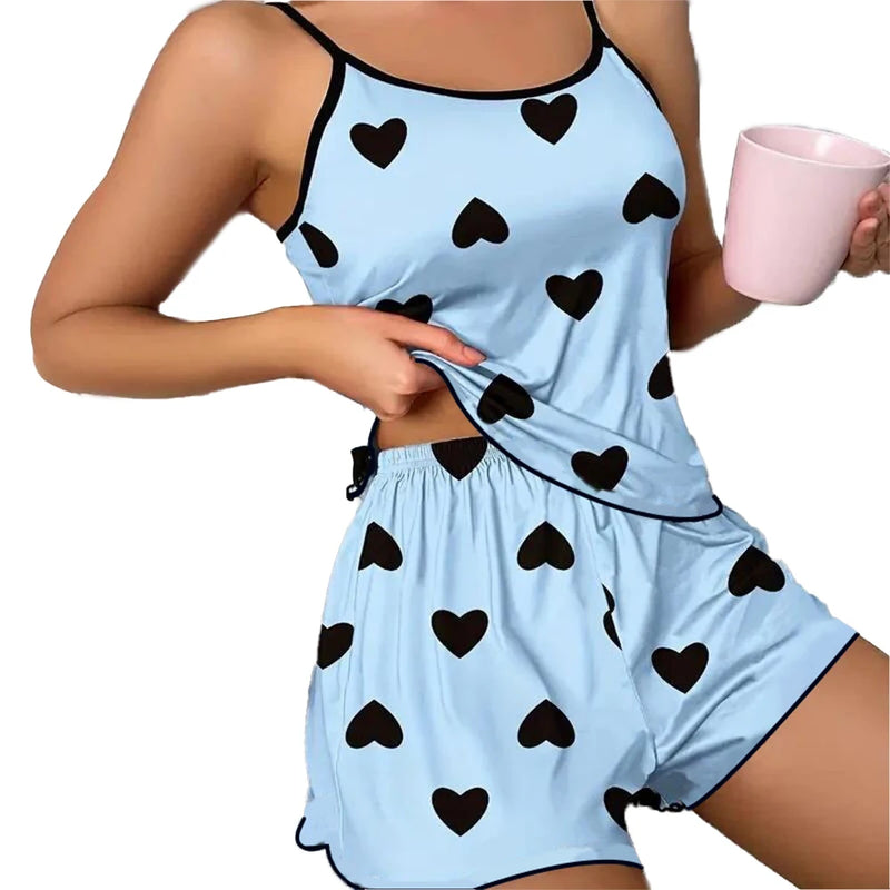 Pijama Feminino Estampado com Corações ⭐✅