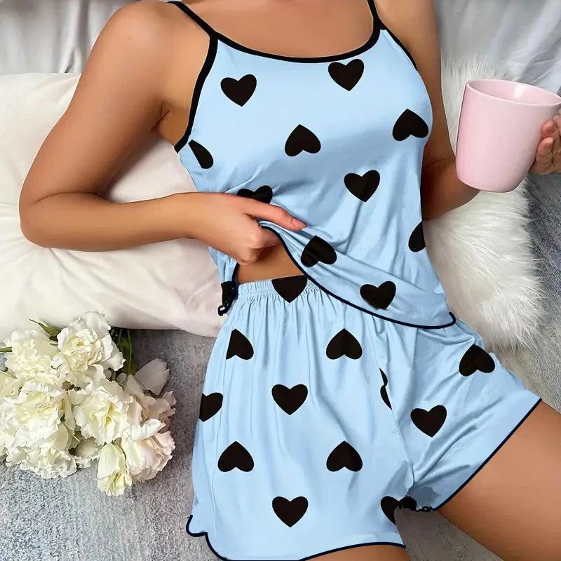 Pijama Feminino Estampado com Corações ⭐✅